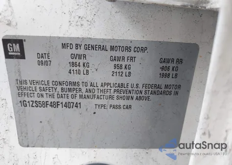 2008 Chevrolet Malibu Classic Ls from USA, damaged, VIN 1G1ZS58F48F140741